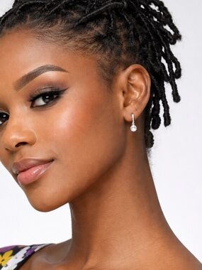 Silver Cubic Zirconia Drop Earrings - Elegant Silver Tone